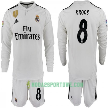 Koszulka Real Madryt KROOS 8 Dziecięcy Domowe Stroje Piłkarskie 2018-2019 Długi Rękaw